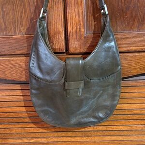 Elegant Dark Green Leather Hobo Bag